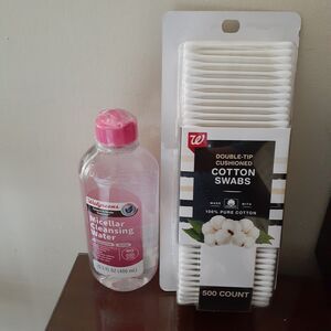 Walgreens Micellar Cleansing  Water Makeup Remover & Cotton Swabs 500  Count New